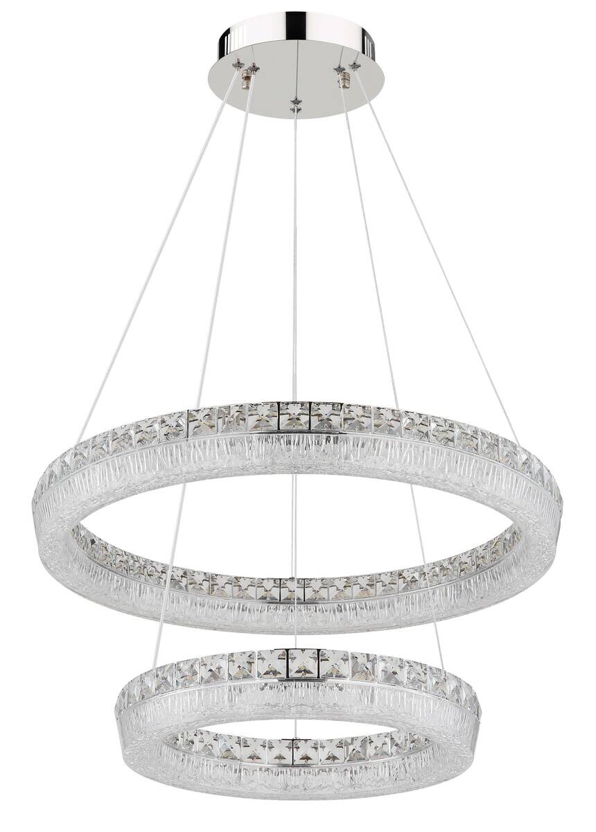 GLOBO Hängeleuchte klar Chrom Metall Acryl Glas H/D: ca. 120x60 cm 1.0 Brennstellen