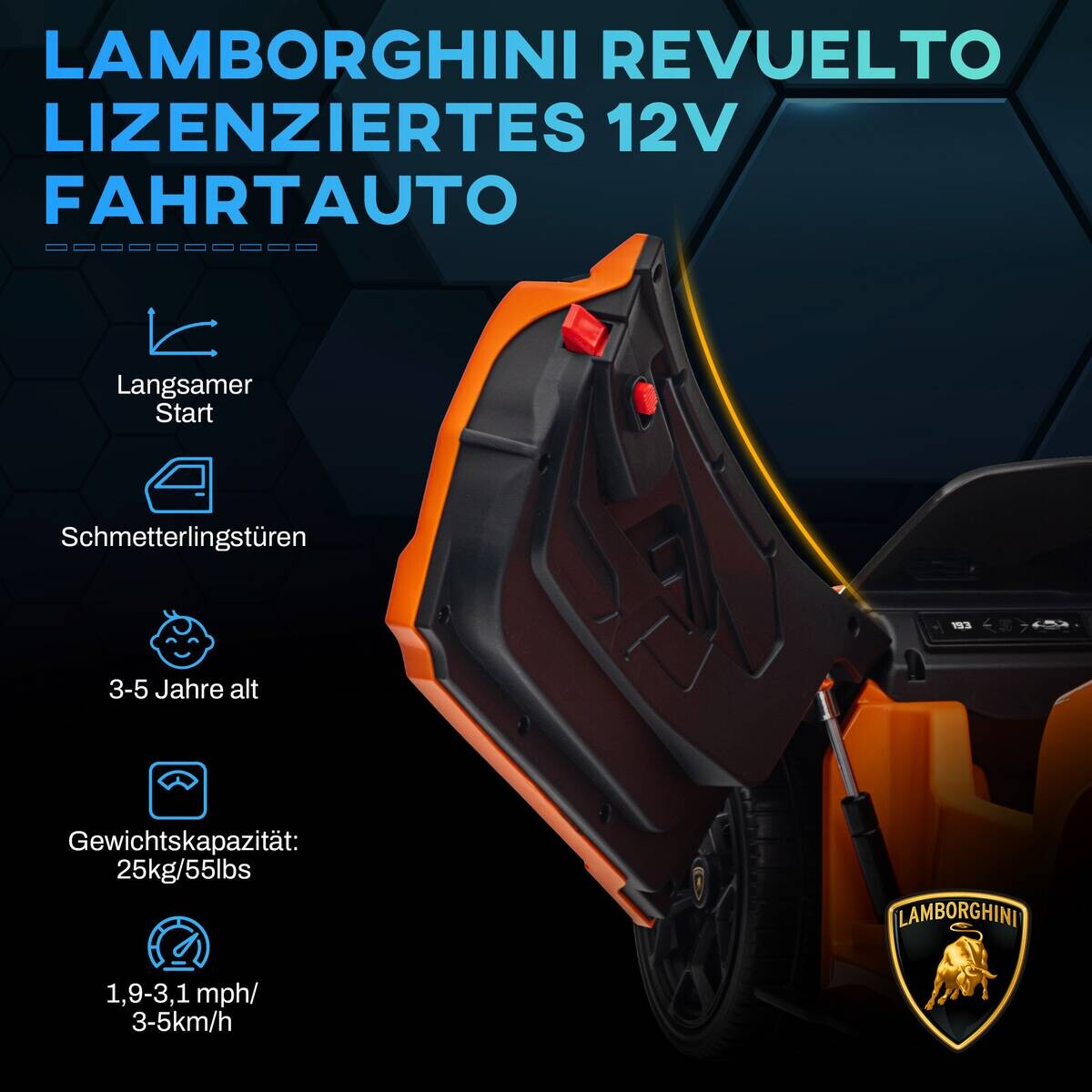 AIYAPLAY Kinder-Elektroauto orange B/H/L: ca. 60x40x105 cm