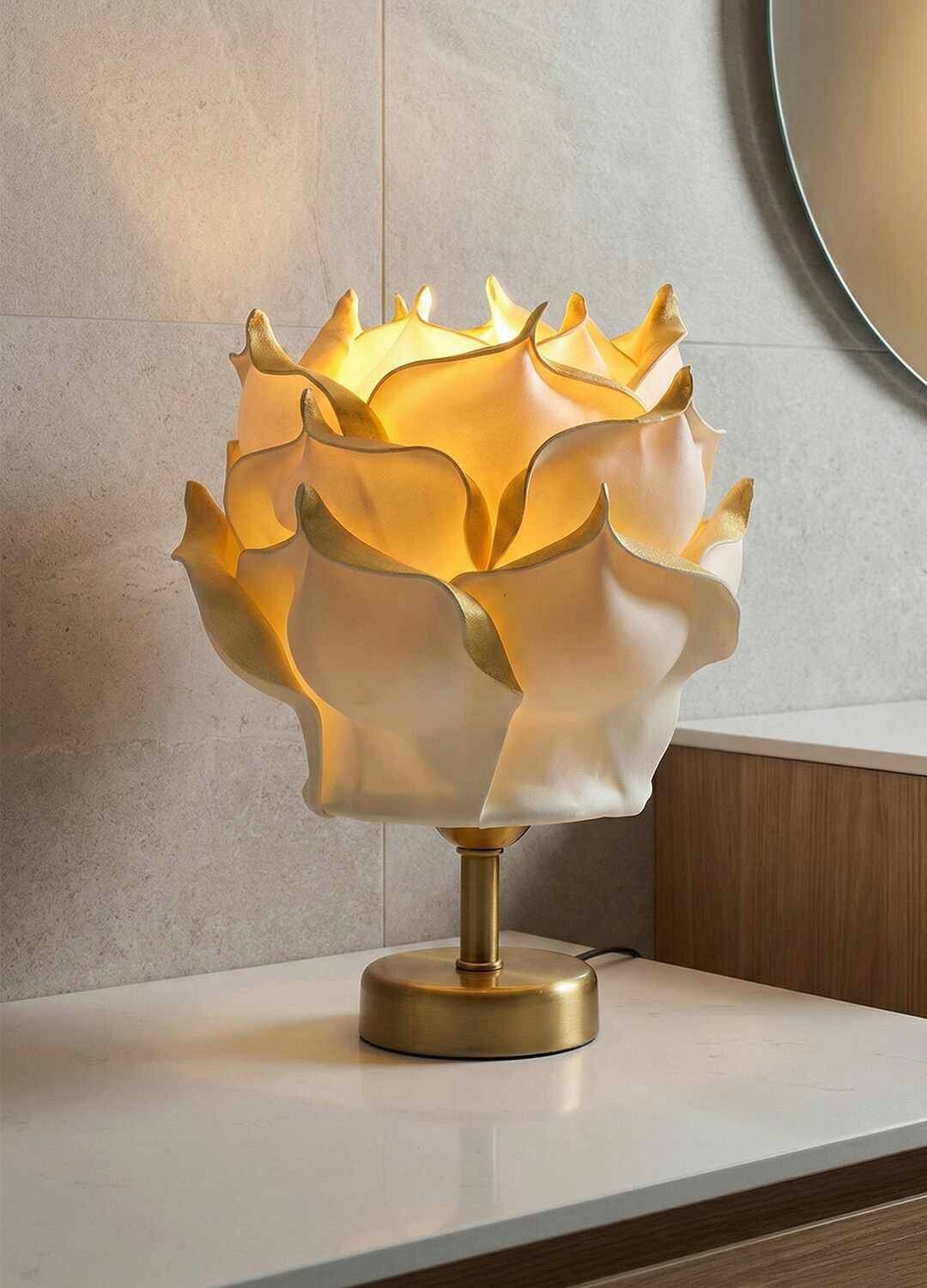 Opviq Tischleuchte gold Metall B/H/T/L/D: ca. 24x30x24x24x24 cm null 1 Brennstellen