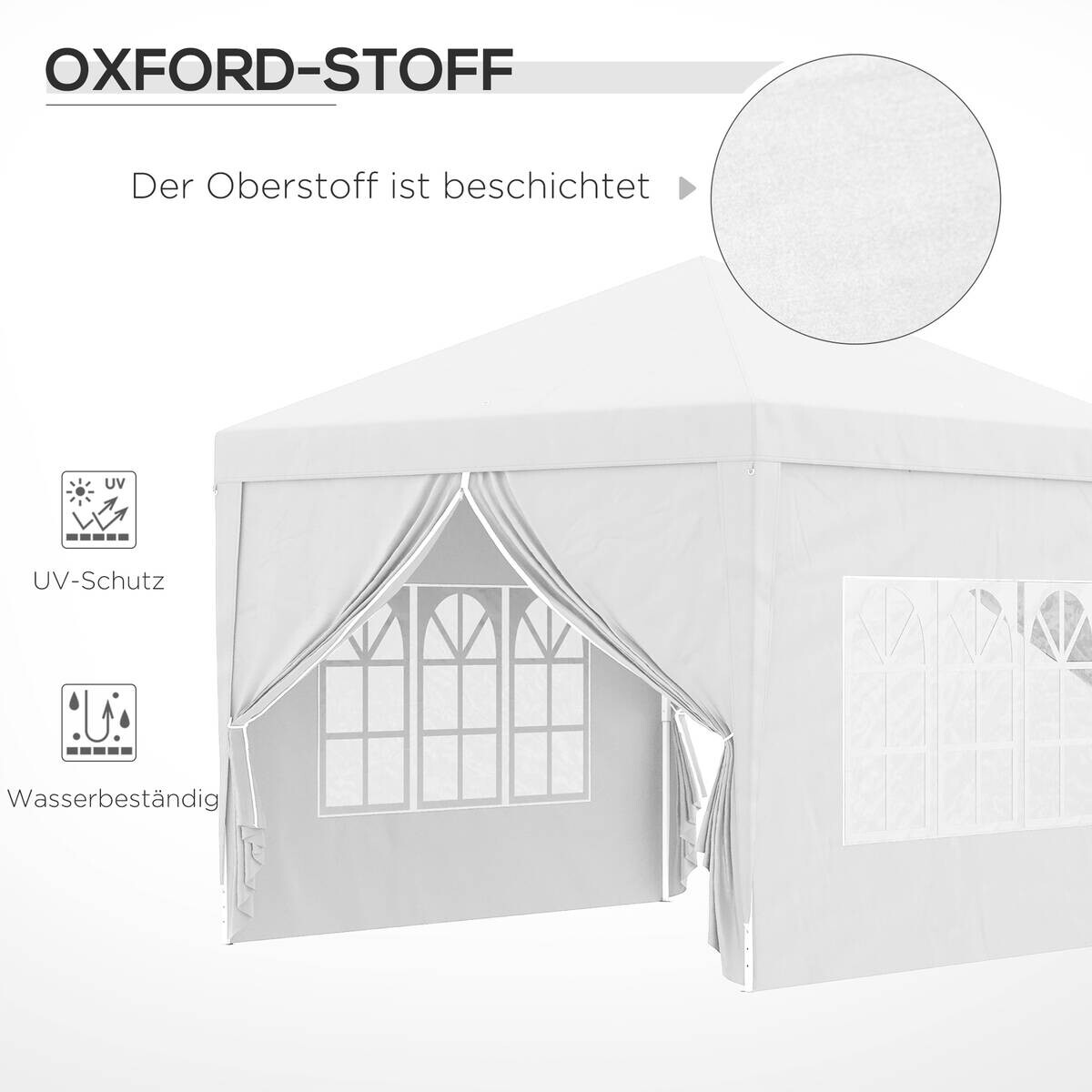 Outsunny Pavillon weiß Polyester B/H/L: ca. 2,95x2,95x2,58 cm