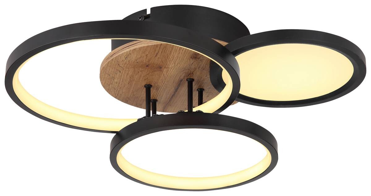 GLOBO Deckenleuchte SID 67273-30 schwarz Opal braun Metall Kunststoff MDF B/H/L: ca. 38x10,5x40 cm