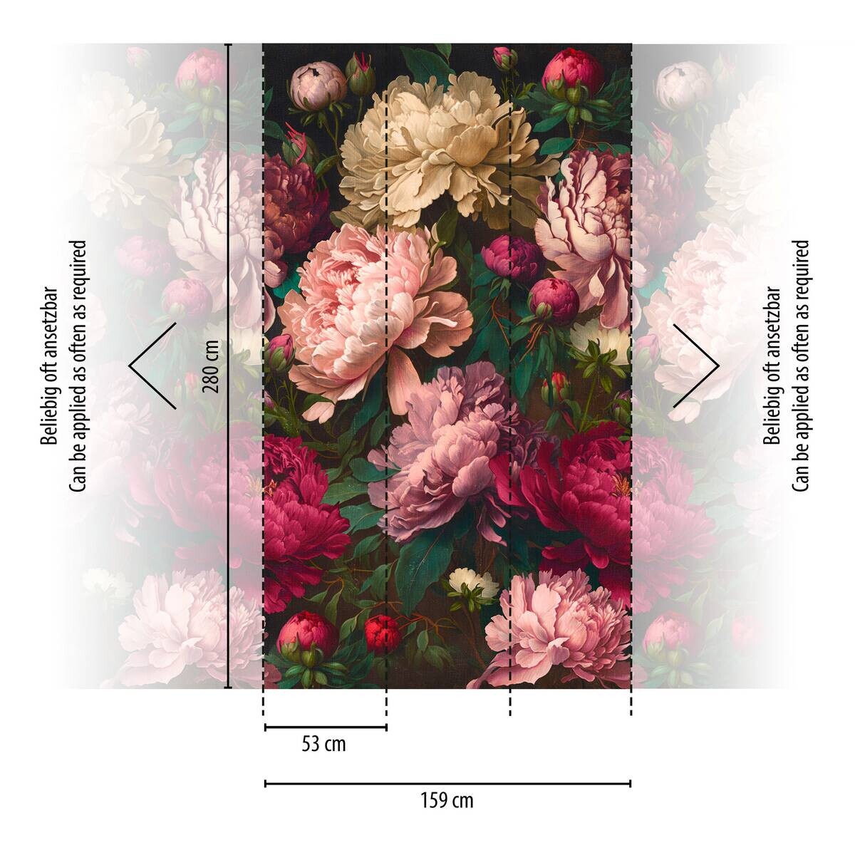 Livingwalls Fototapete Floral rot rosa pink B/L: ca. 280x159 cm