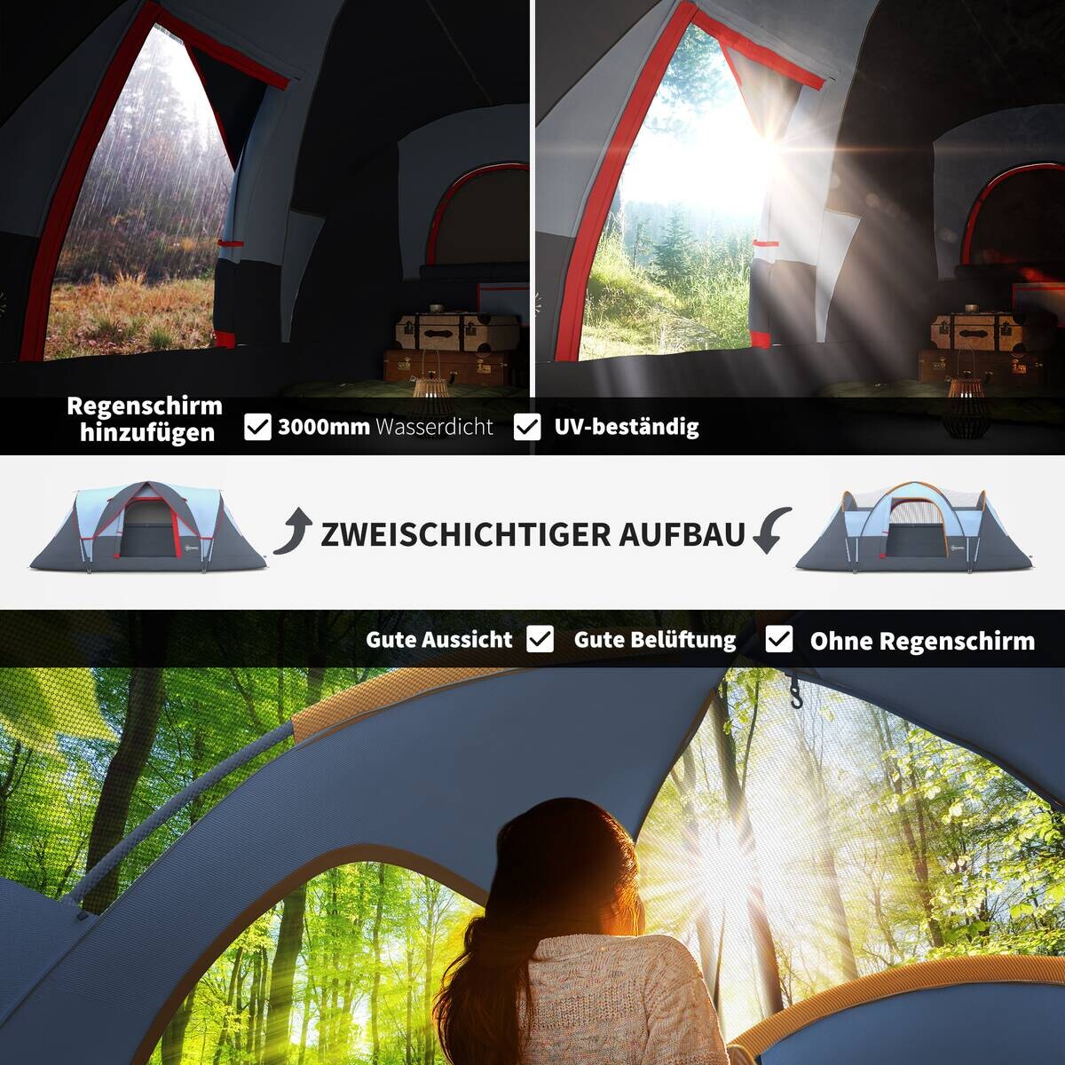 Outsunny Zelt grün Polypropylen B/H/L: ca. 230x455x180 cm