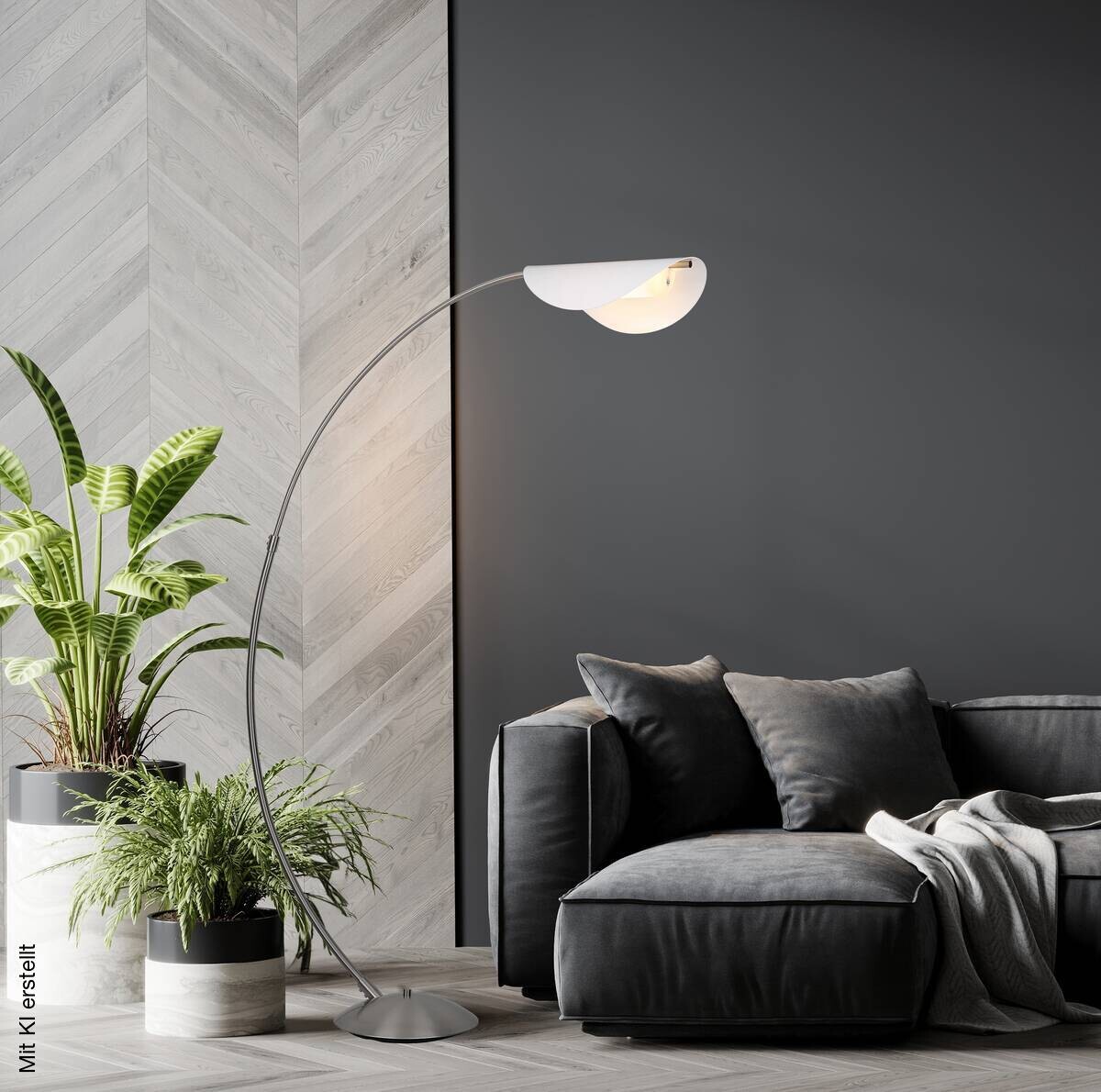 GLOBO Stehlampe nickel matt Opal Metall Acryl B/H/T/L: ca. 35x182x124x124 cm 1 Brennstellen
