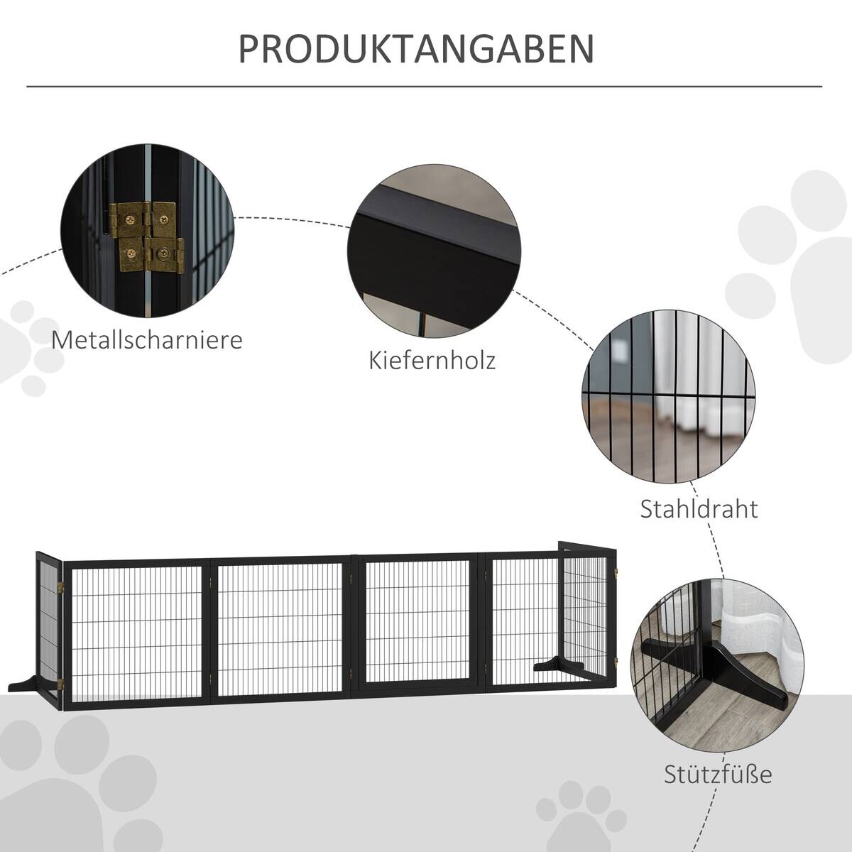 PawHut Schutzgitter schwarz Polypropylen B/H/L: ca. 36x432x70 cm