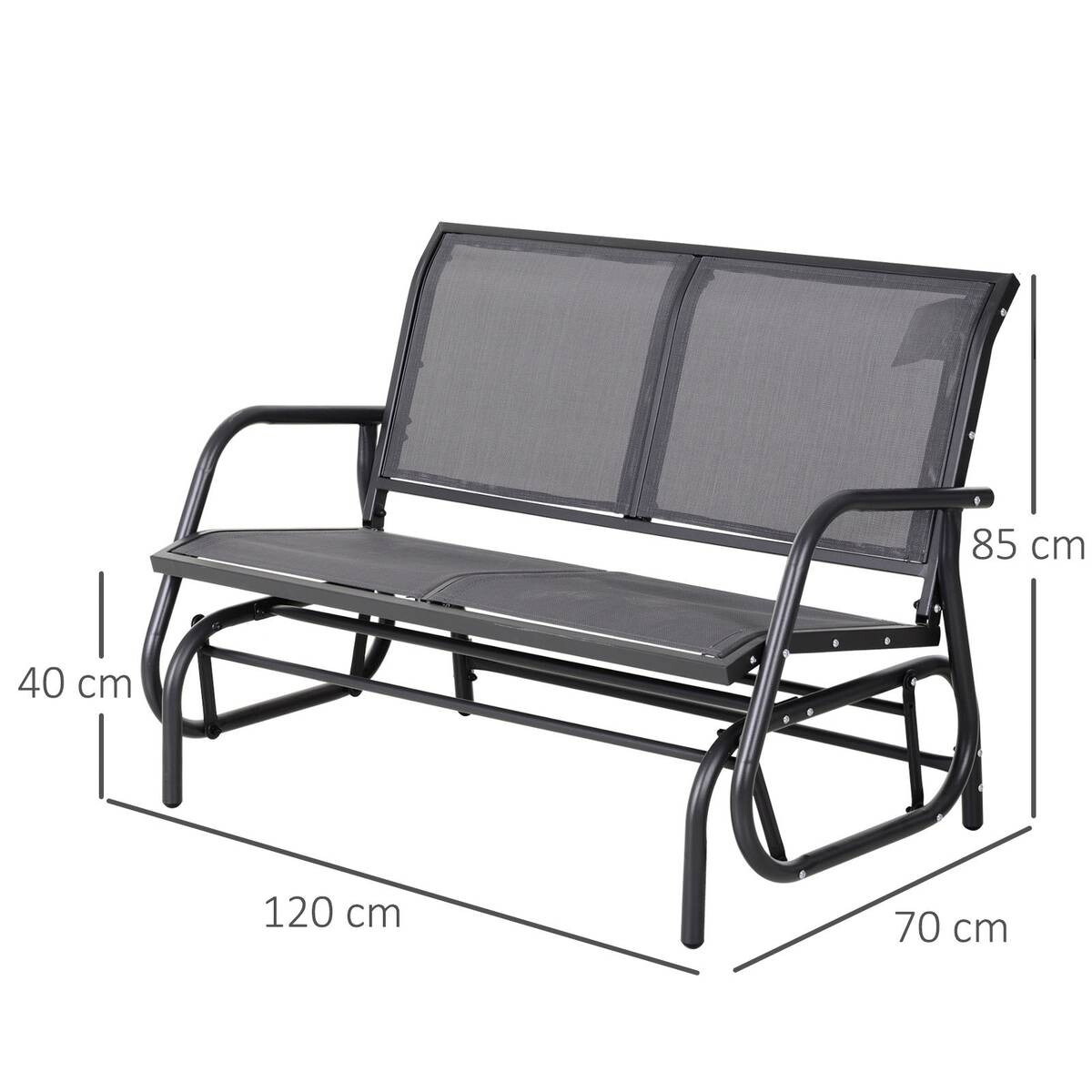 Outsunny Sitzbank grau Metall B/H/L: ca. 70x85x120 cm
