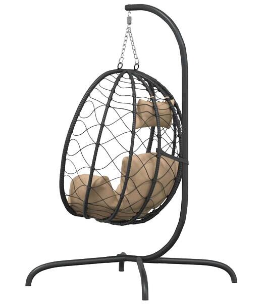 vidaXL Hängesessel schwarz Kunststoff B/H/L: ca. 103x195x106 cm