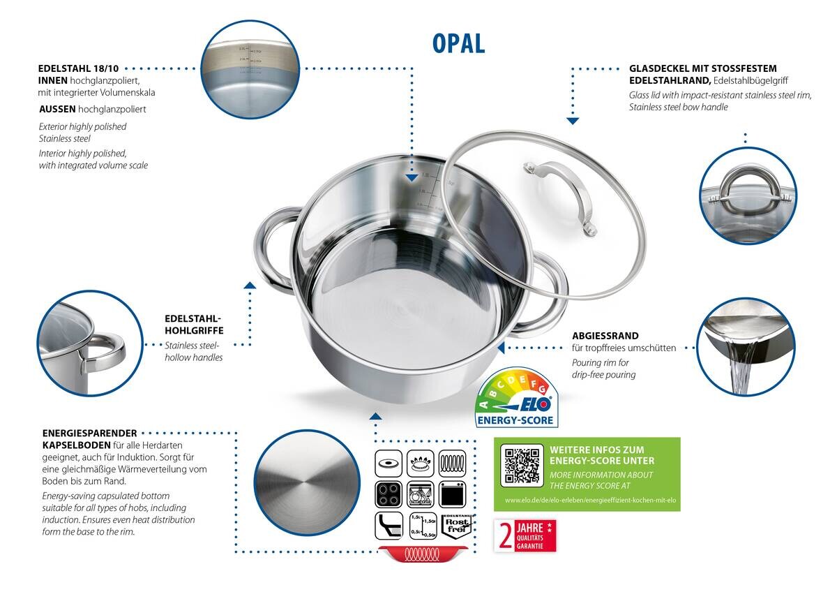 ELO Basic Fleischtopf silber Edelstahl D: ca. 20 cm