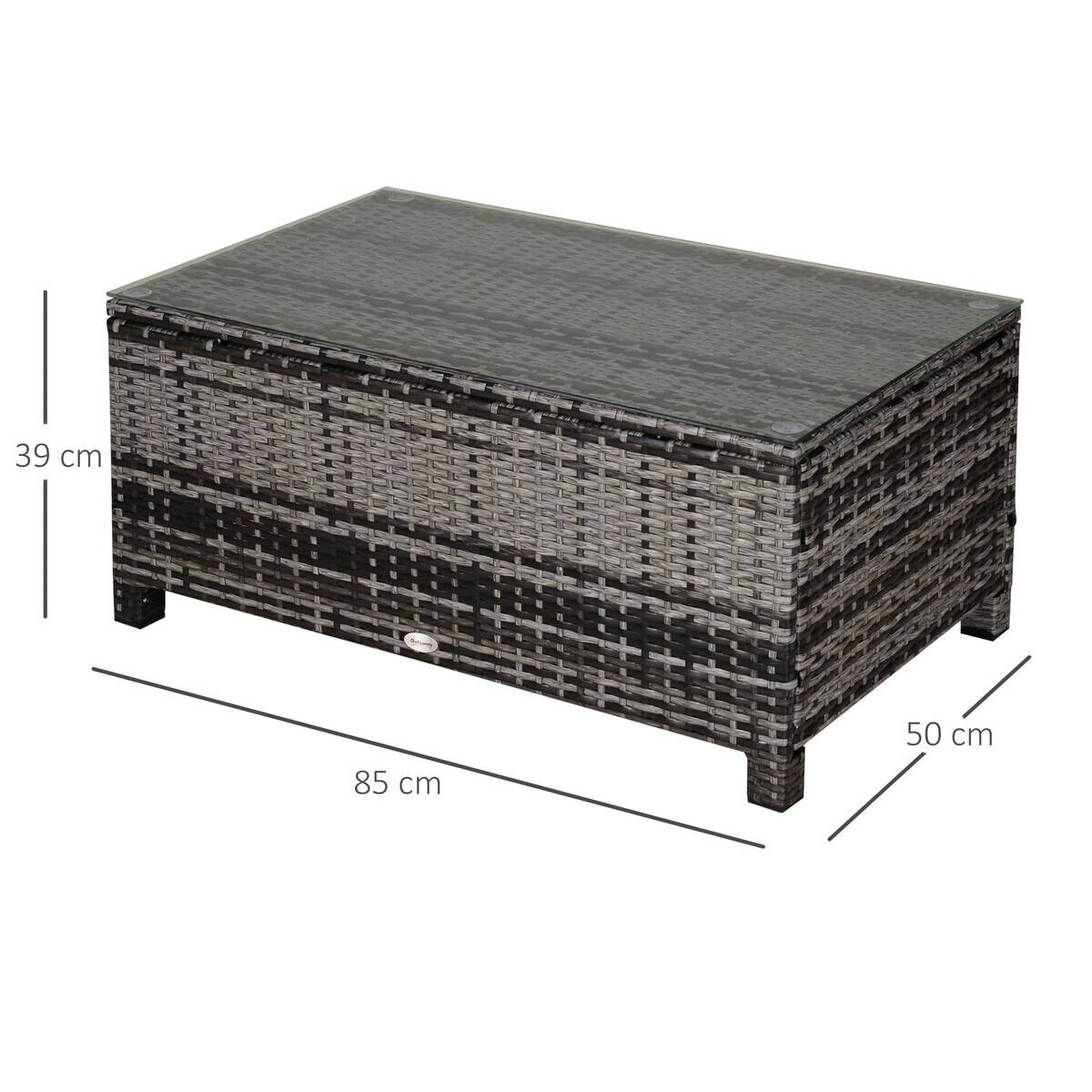Outsunny Beistelltisch grau Polyrattan B/H/L: ca. 50x85x39 cm
