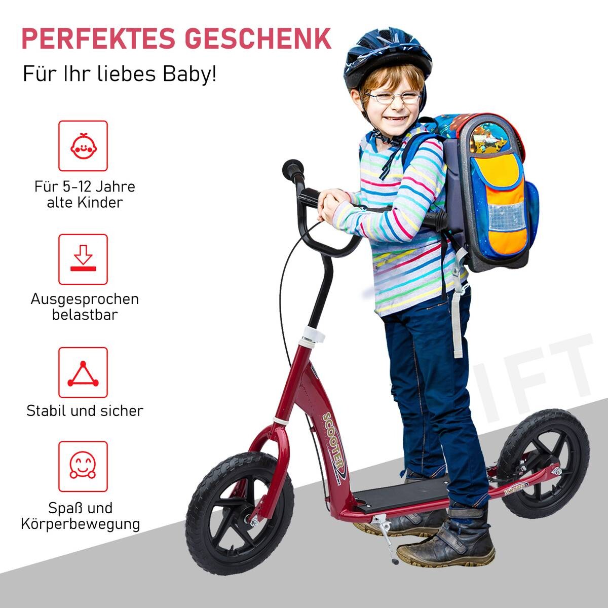 HOMCOM Kinderroller rot