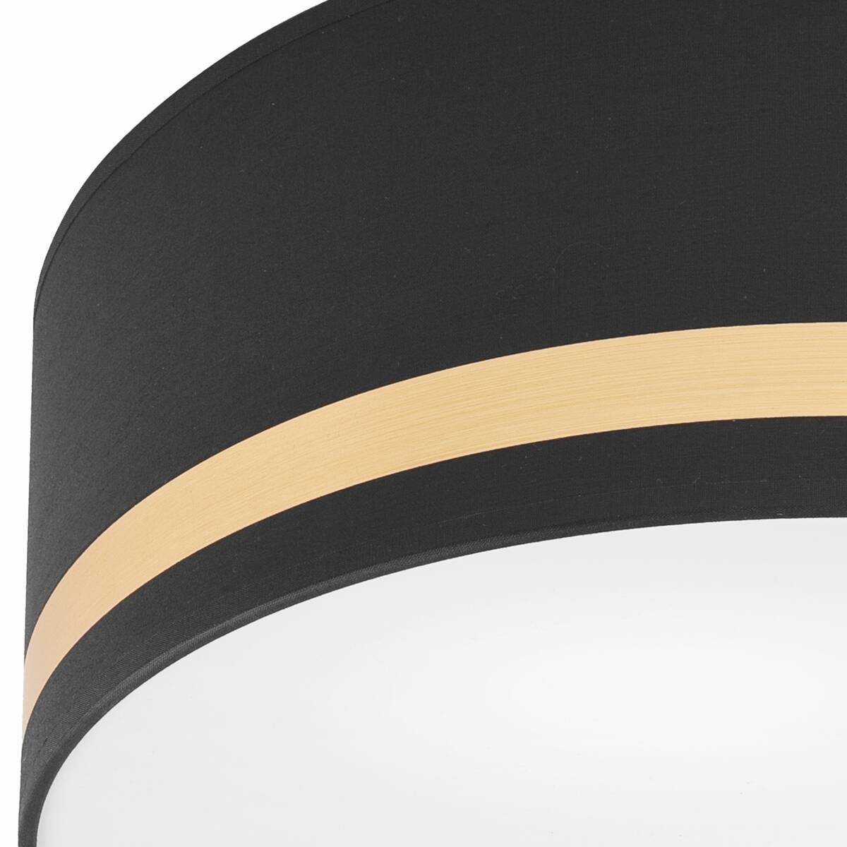 Lamkur Deckenleuchte GLORIA 48222 schwarz gold Kunststoff Textil PVC H/L: ca. 16x35 cm E27 2 Brennstellen