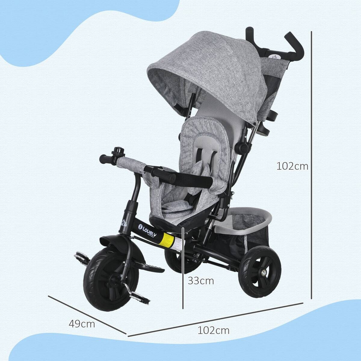 HOMCOM Kinderdreirad grau B/H/L: ca. 49x102x102 cm