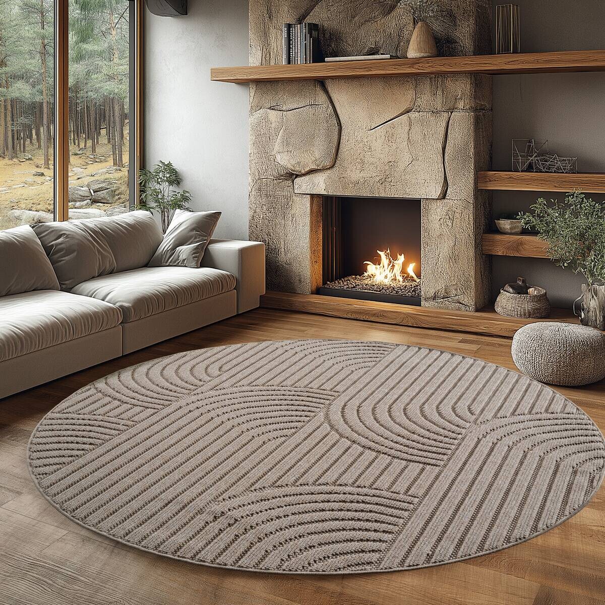 Ayyildiz Kurzflorteppich HELIX beige B/H/L: ca. 160x0,7x160 cm