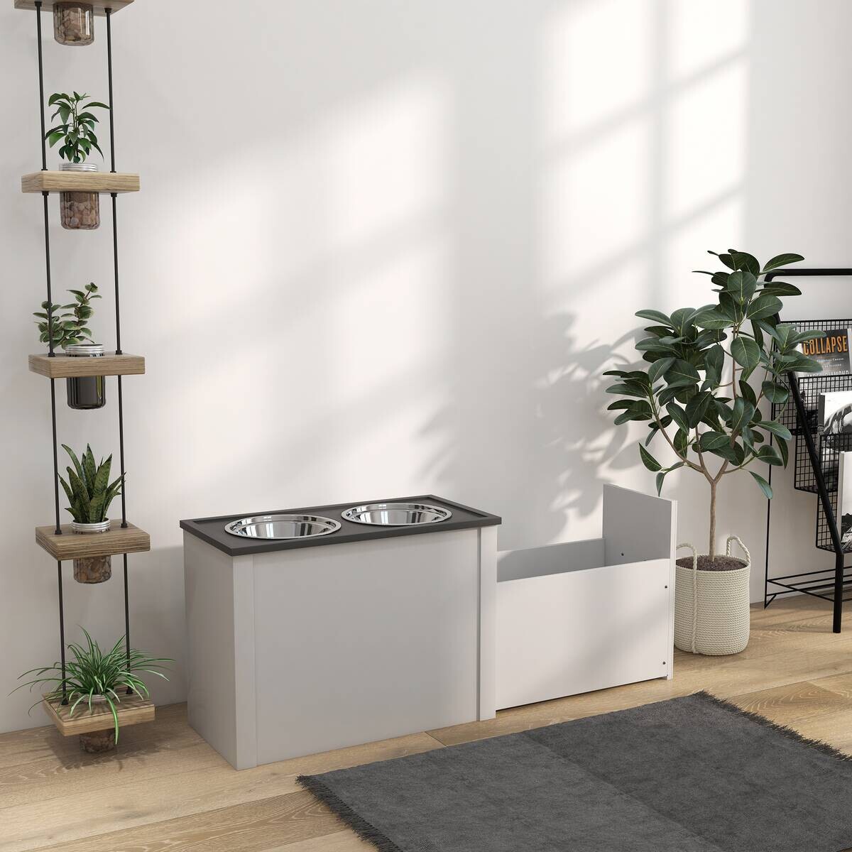 PawHut Futterstation weiß MDF B/H/L: ca. 30x42x60 cm