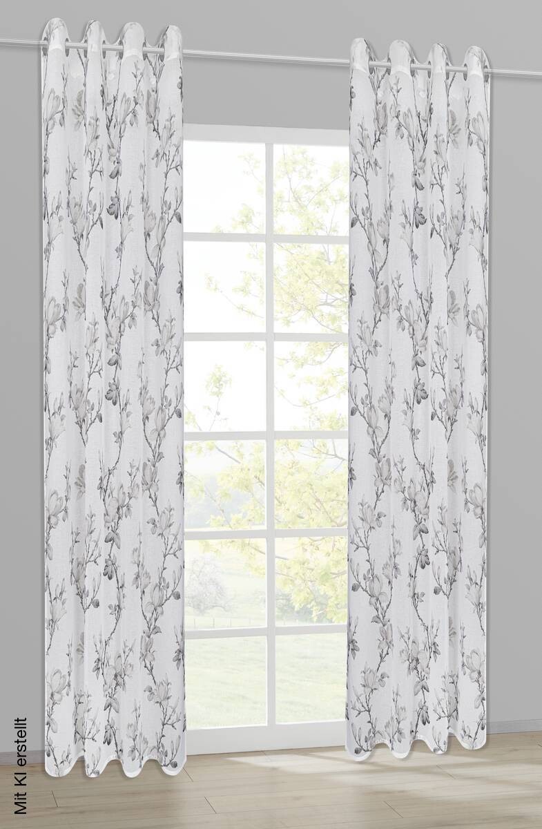 Happy Home Ösenschal Blume weiß B/L: ca. 140x245 cm
