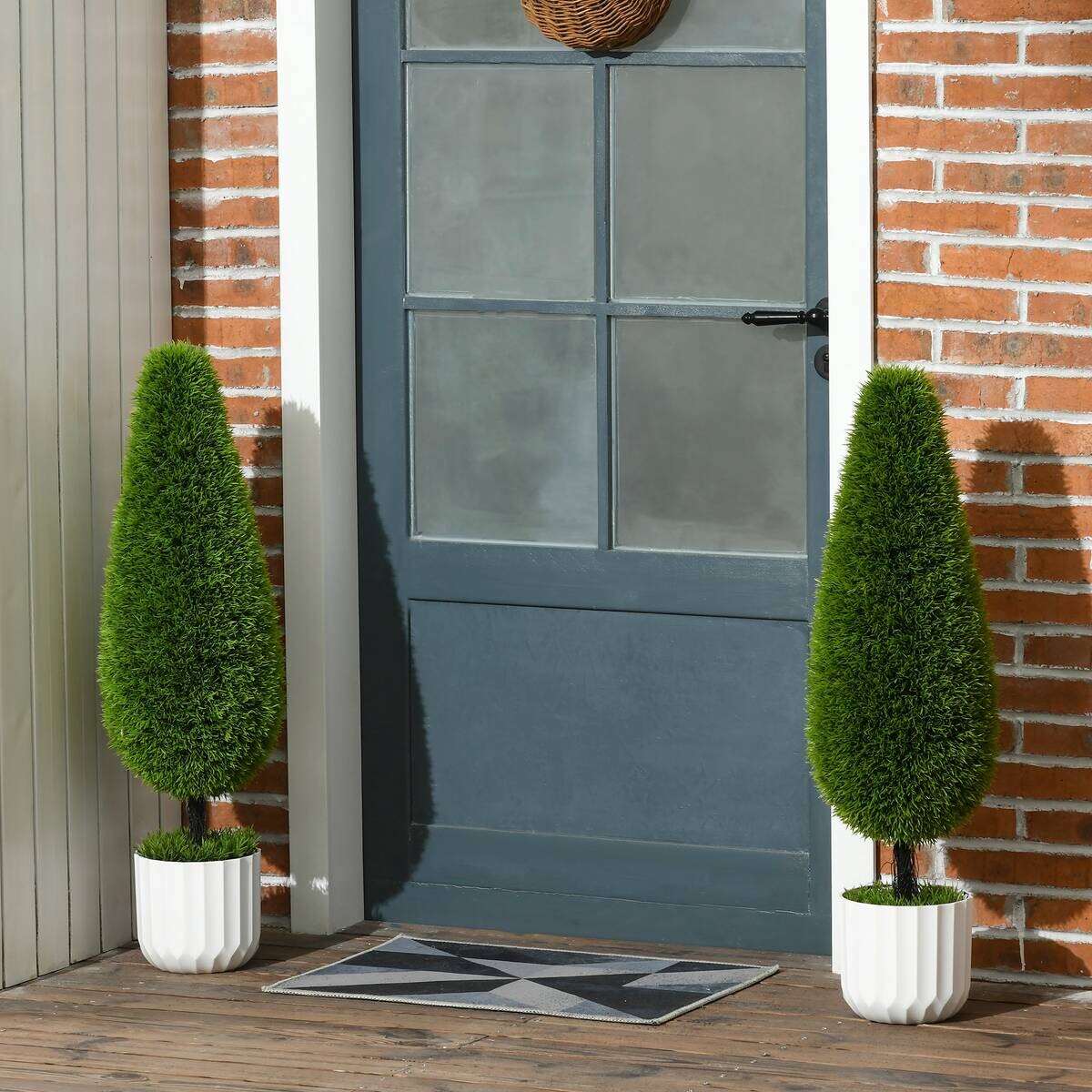 HOMCOM Kunstpflanze grün Edelstahl B/H/L: ca. 12x12x90 cm