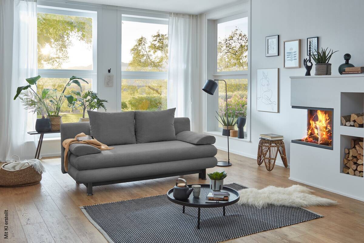 Schlafsofa Bern grau Microfaser B/H/T: ca. 190x93x92 cm