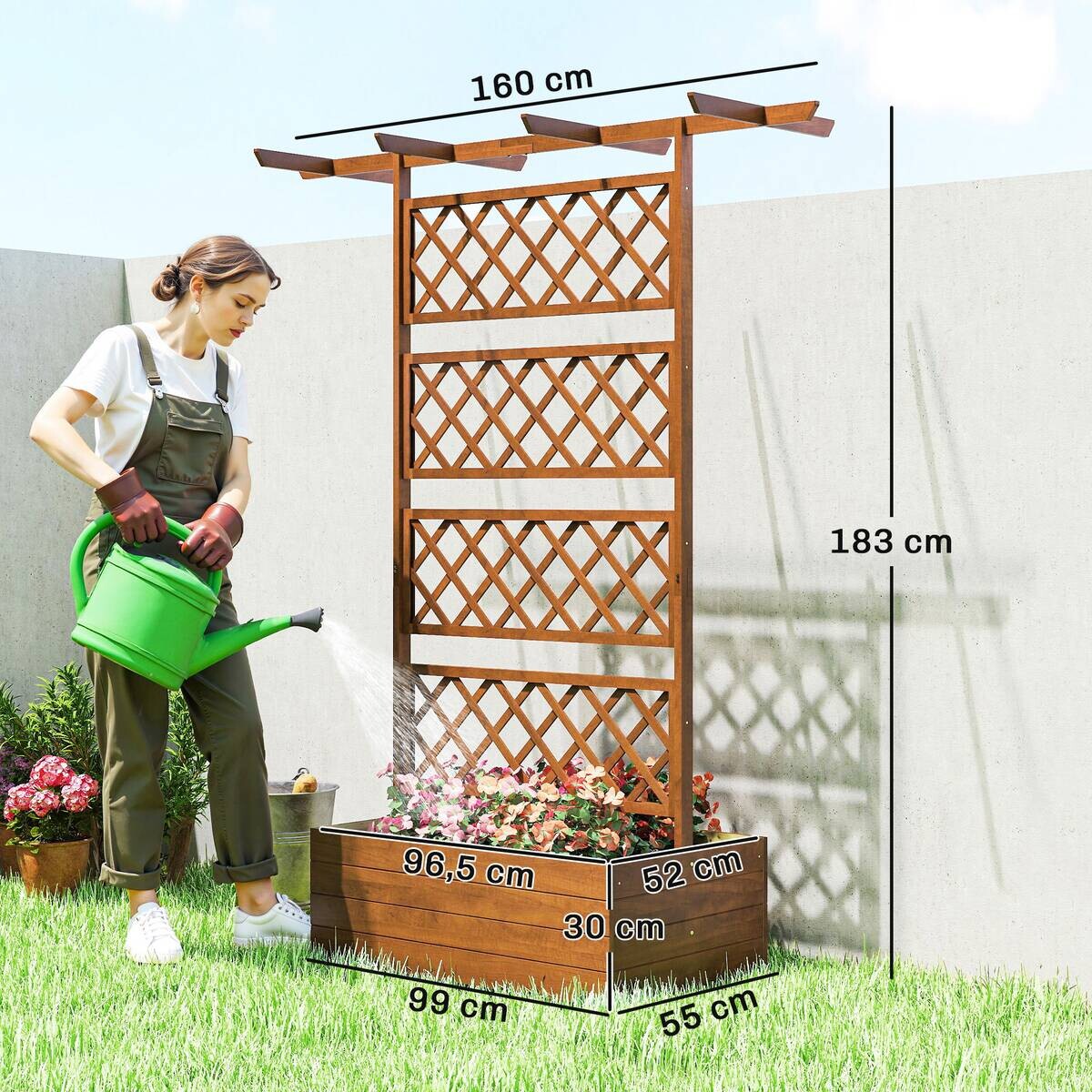 Outsunny Hochbeet mit Rankengitter orange B/H/T/L: ca. 55x183x55x160 cm
