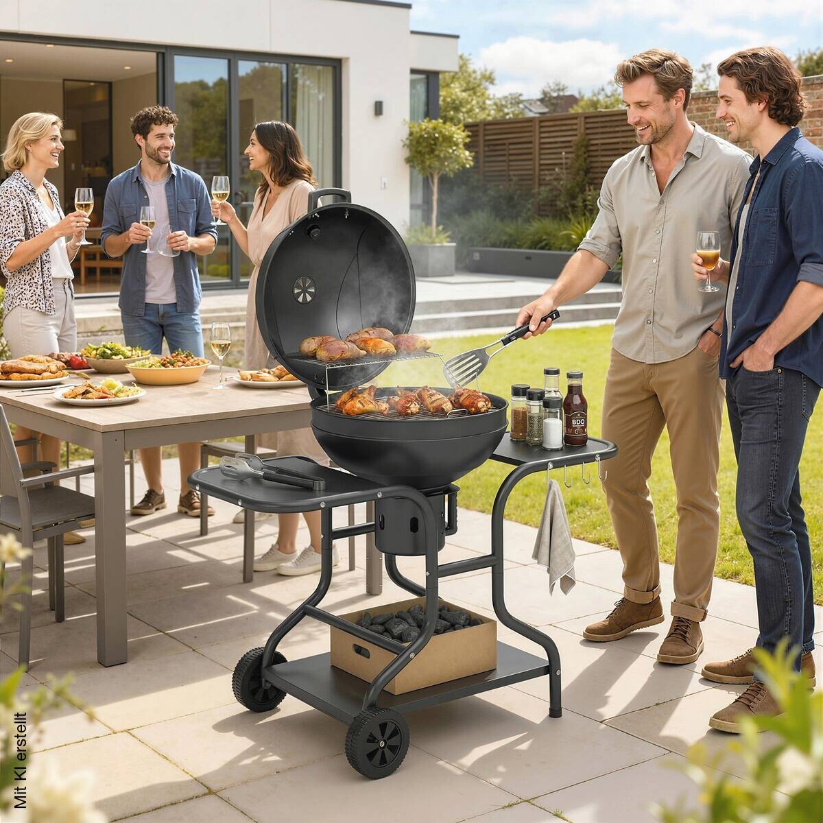 Outsunny Grill Metall B/H/L: ca. 63,5x106,5x129 cm
