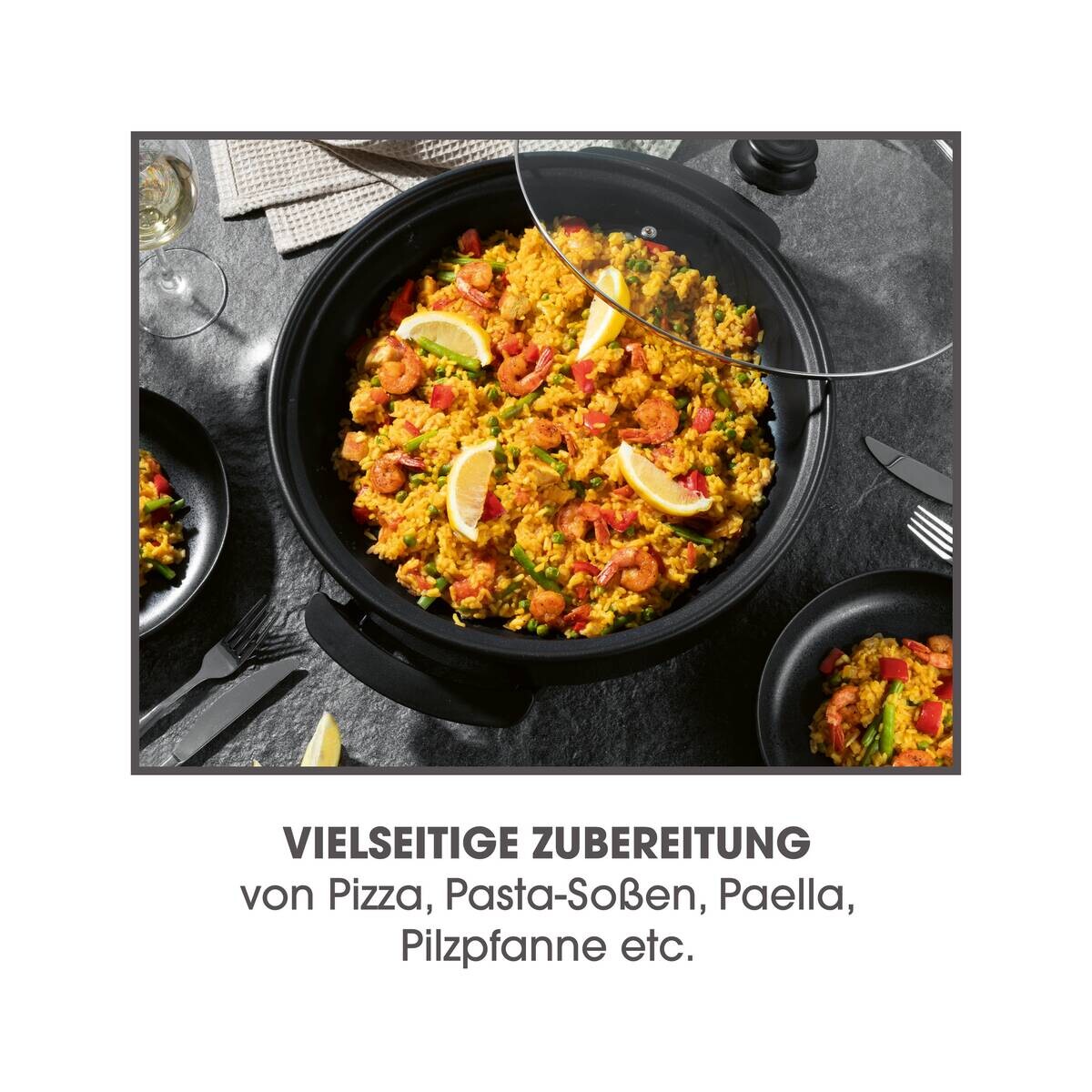 GOURMETmaxx Elektrische Party-Pfanne schwarz Edelstahl B/H/L: ca. 45x17,5x41 cm