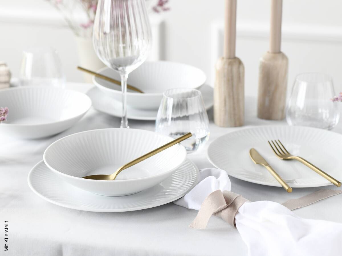 CreaTable Tafelservice Valencia weiß Porzellan 12 tlg.