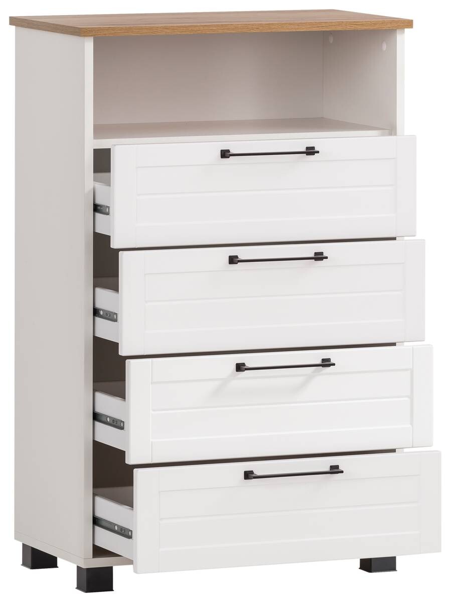 Midischrank Jelda weiß matt Eiche Landhaus Nachbildung B/H/T: ca. 62,4x102x34,1 cm