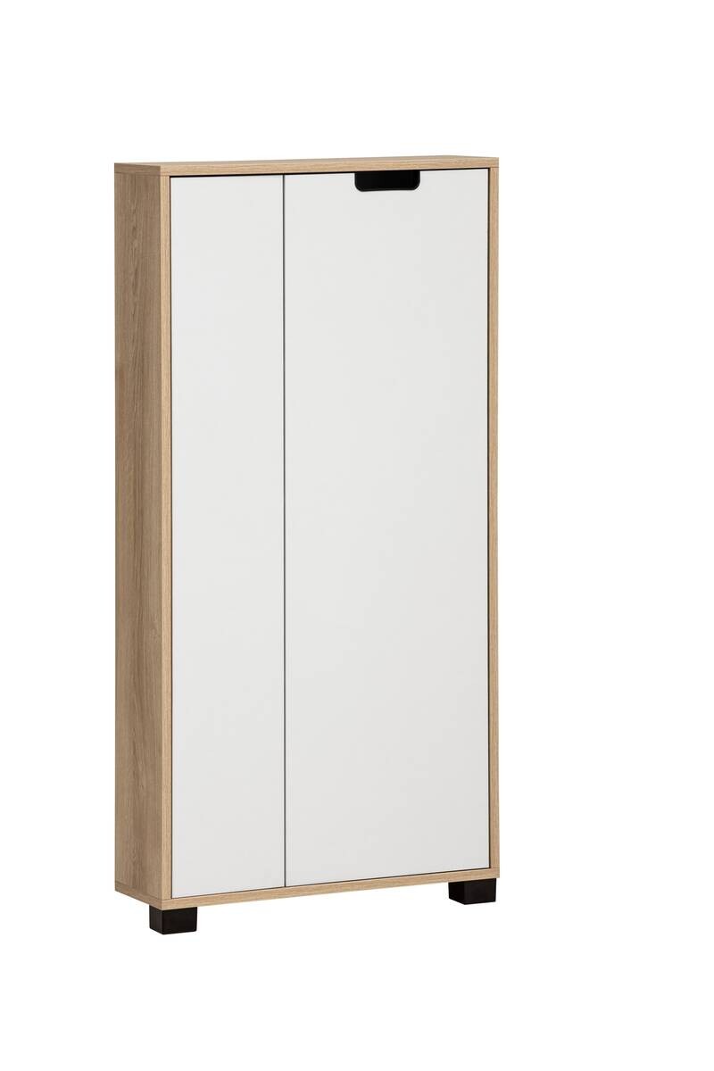 Highboard Emmik weiß matt Eiche Eiche weiß Nachbildung B/H/T: ca. 59,8x124x19,55 cm