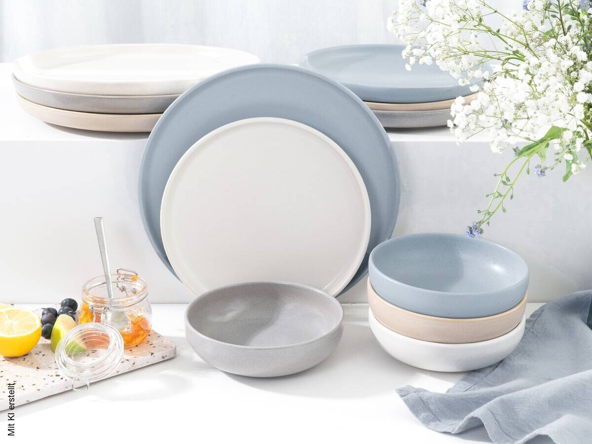 CreaTable Tafelservice Uno Nordic bunt Steinzeug 12 tlg.