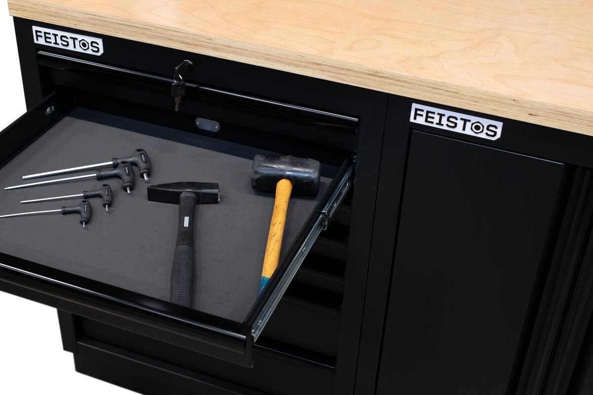 Werkstatteinrichtung EOS Blackline schwarz B/H/L: ca. 455x200x61 cm