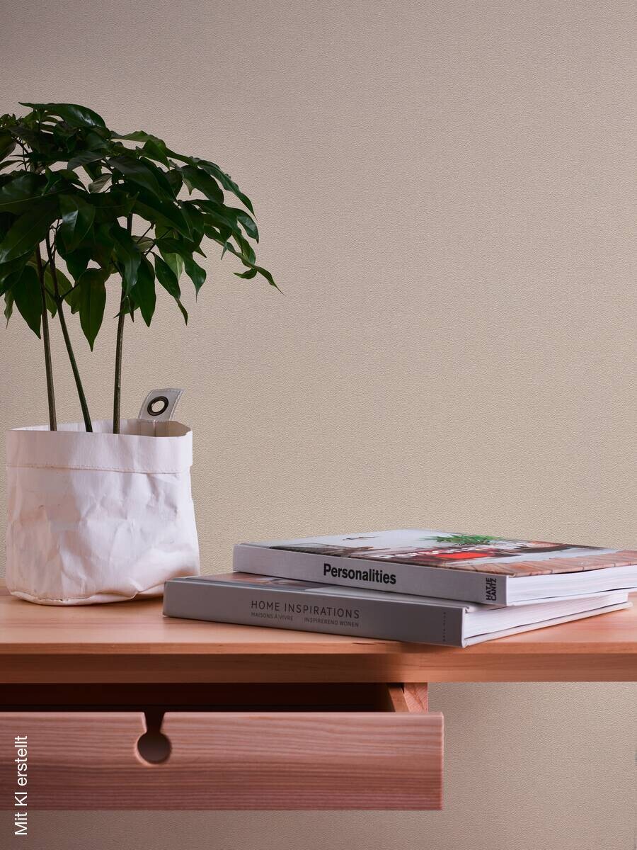 Vliestapete Uni beige B/L: ca. 53x1005 cm glitzernd