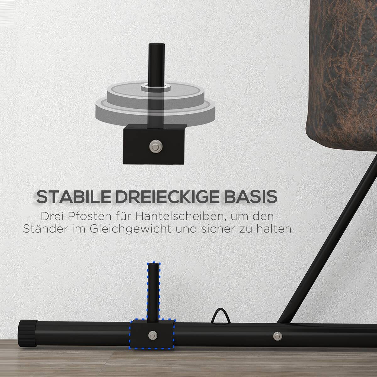 SPORTNOW Boxsackständer schwarz Stahl B/H/L: ca. 90x225x170 cm