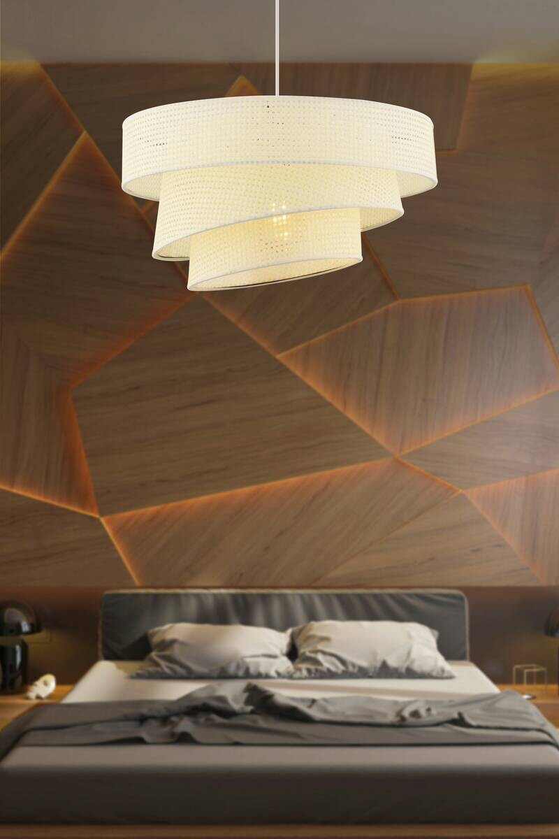 Opviq Pendelleuchte Couper weiß Metall Baumwolle B/H/L: ca. 40x72x40 cm E27 1 Brennstellen