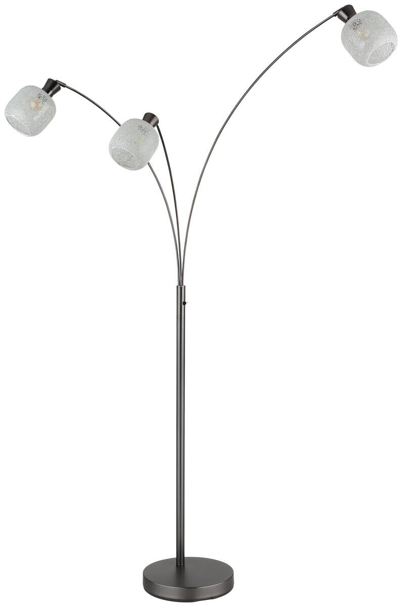 GLOBO Stehlampe Chrom schwarz Metall Glas B/H/L: ca. 14x133x35 cm 3 Brennstellen
