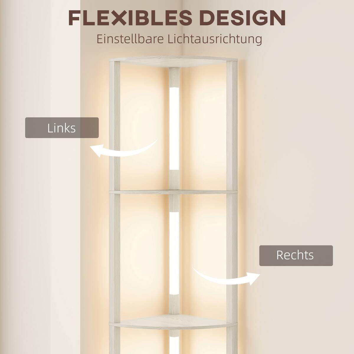 HOMCOM Stehleuchte Eiche MDF B/H/L: ca. 29,5x163,5x41 cm