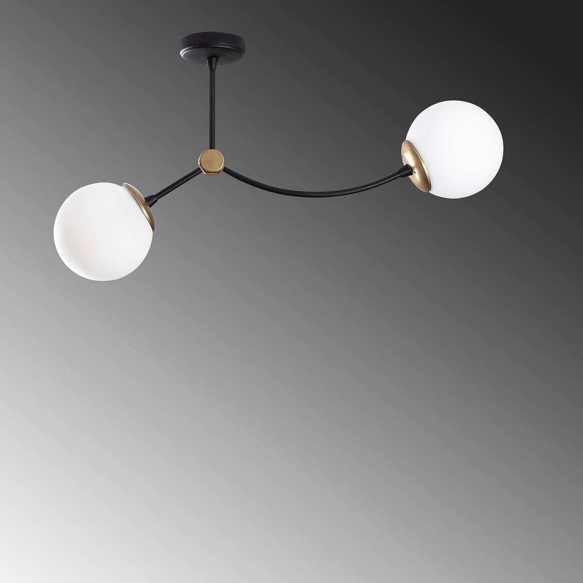 Pendelleuchte weiß schwarz Glas Metall B/H/T/L: ca. 15x36x15x72 cm E27 2 Brennstellen
