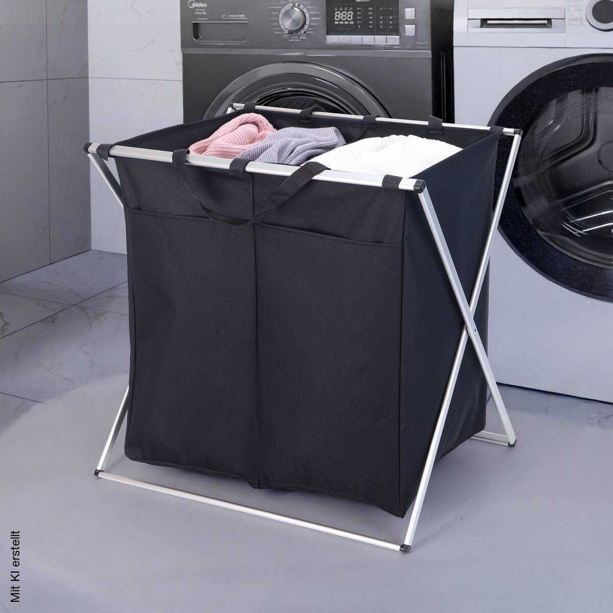 POCOline Wäschesammler schwarz Aluminium B/H/L: ca. 40x59x61,5 cm