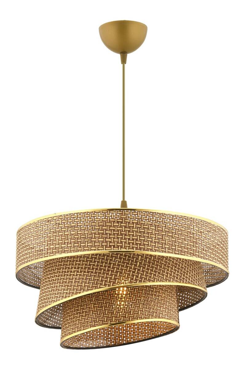 Opviq Pendelleuchte Couper beige gold Metall Baumwolle B/H/L: ca. 40x72x40 cm E27 1 Brennstellen