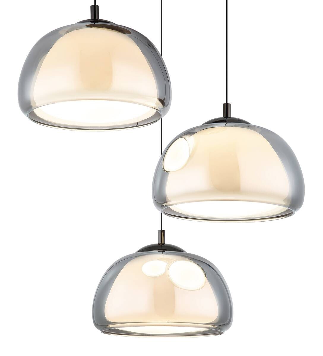 GLOBO Hängeleuchte Chrom schwarz Glas Metall B/H/L: ca. 53x25,5x57 cm