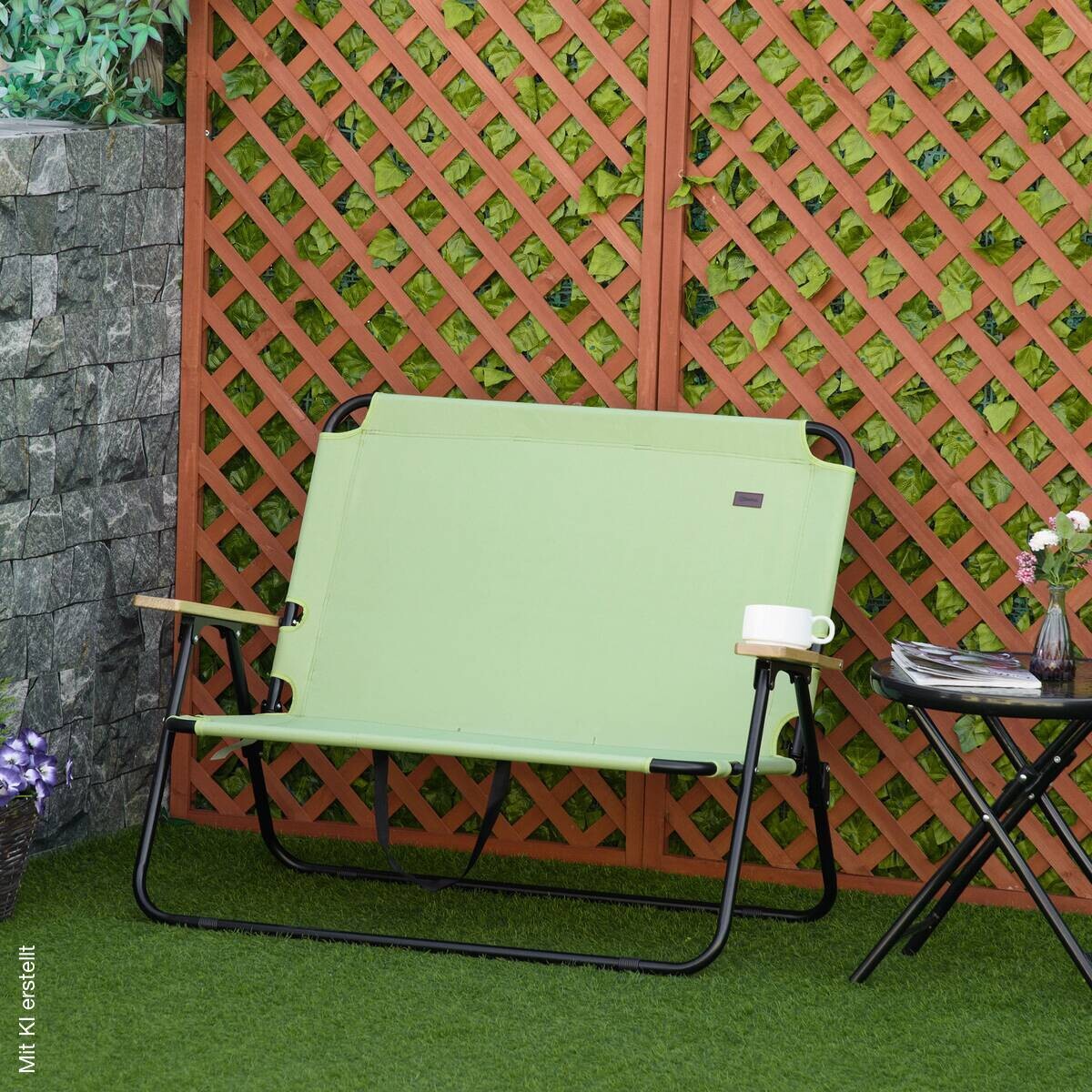 Outsunny Campingstuhl grün Stoff B/H/L: ca. 67x80x141 cm