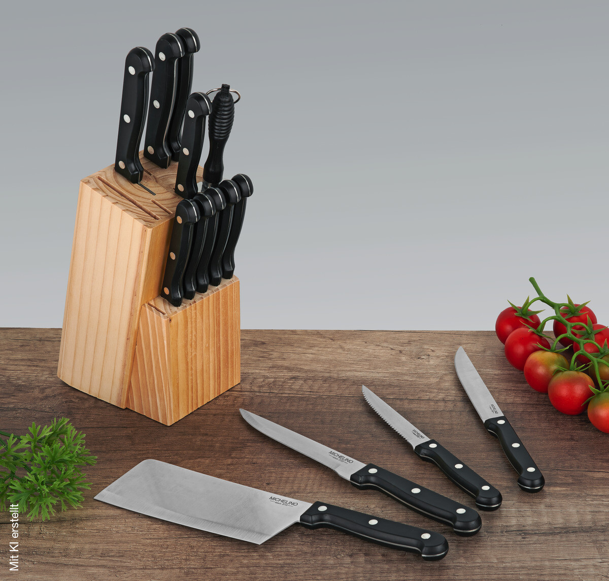 MICHELINO Messerset natur Kiefer 15 tlg