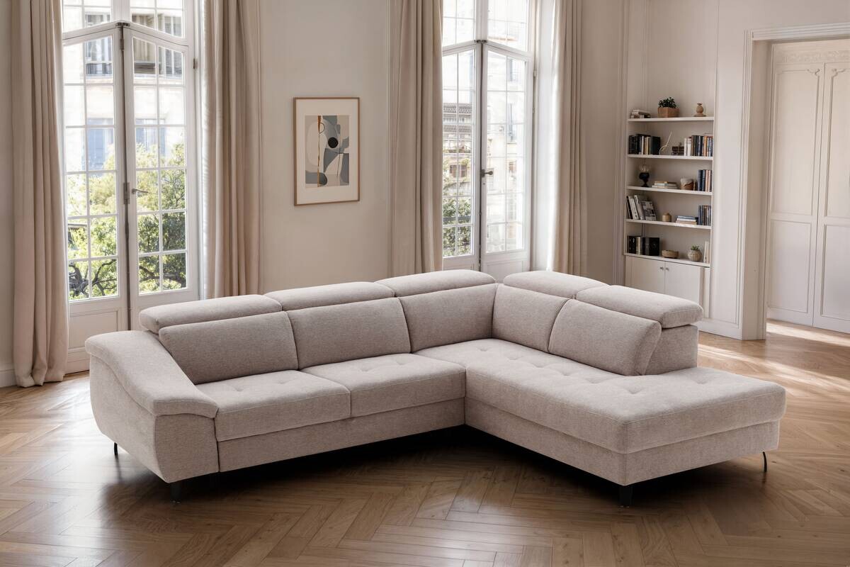 Ecksofa mit Bettfunktion leinen Flachgewebe B/H/T: ca. 280x96x238 cm