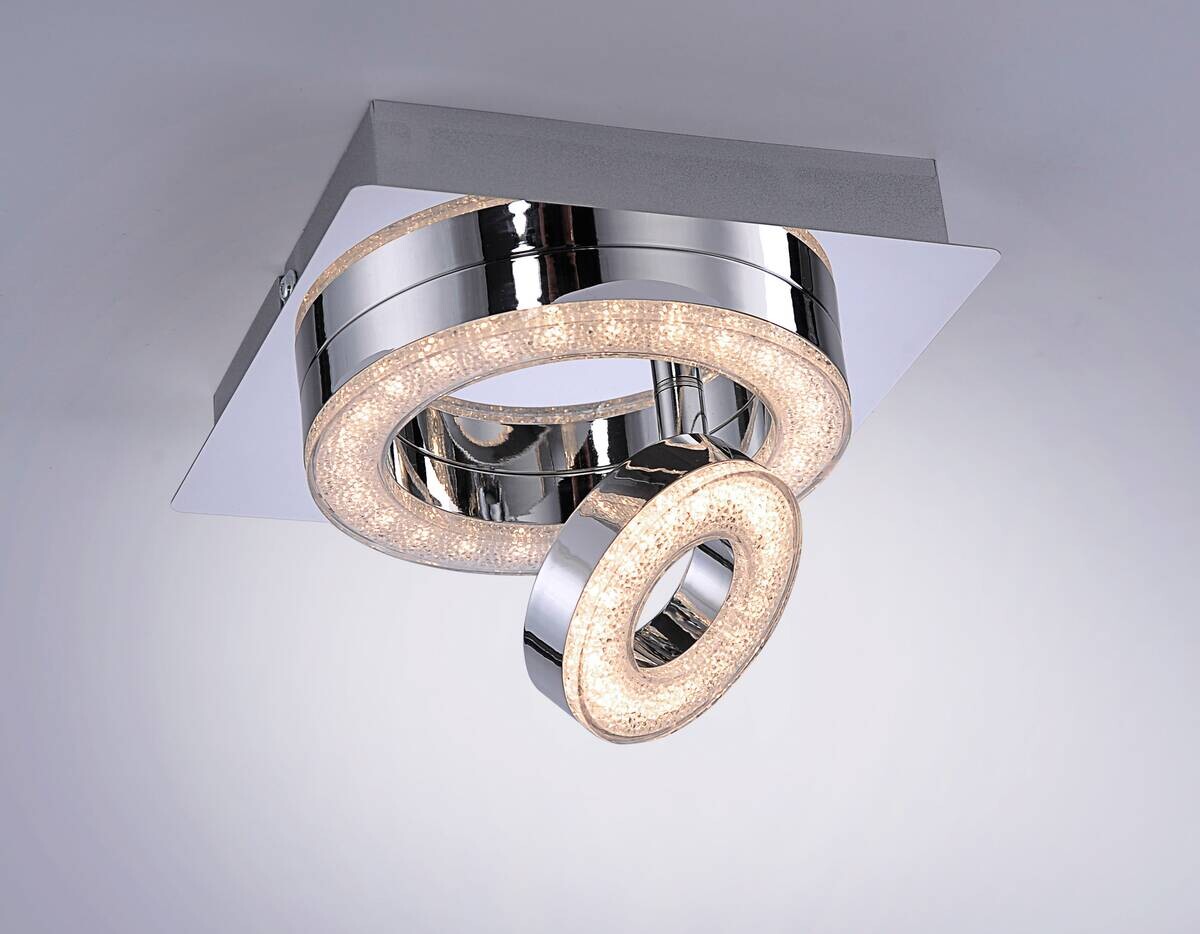 Just Light LED-Deckenleuchte 2-flg. Tim Chrom Metall Acryl B/H/L: ca. 17x13x17 cm 1 Brennstellen