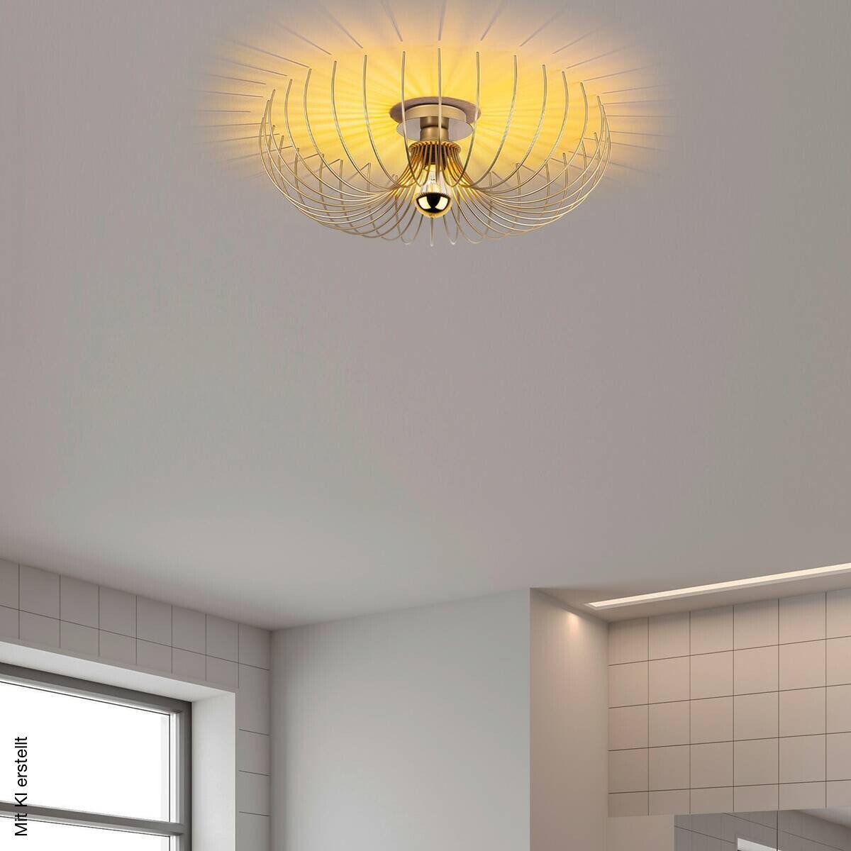 Opviq Pendelleuchte Karsortel gold B/H/T/L/D: ca. 56x16x56x56x56 cm E27 1 Brennstellen