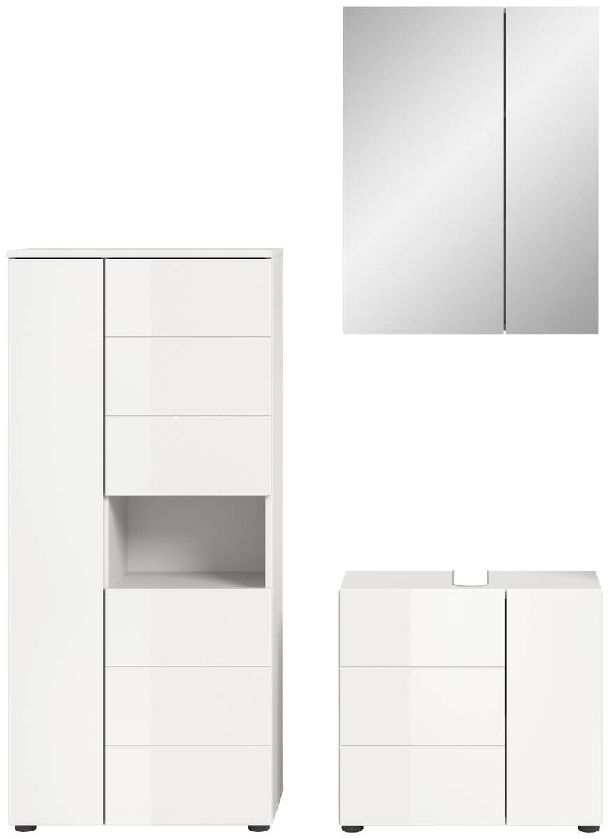 Badezimmer-Set VIRA weiß weiß Hochglanz B/H/T: ca. 135x190x34 cm