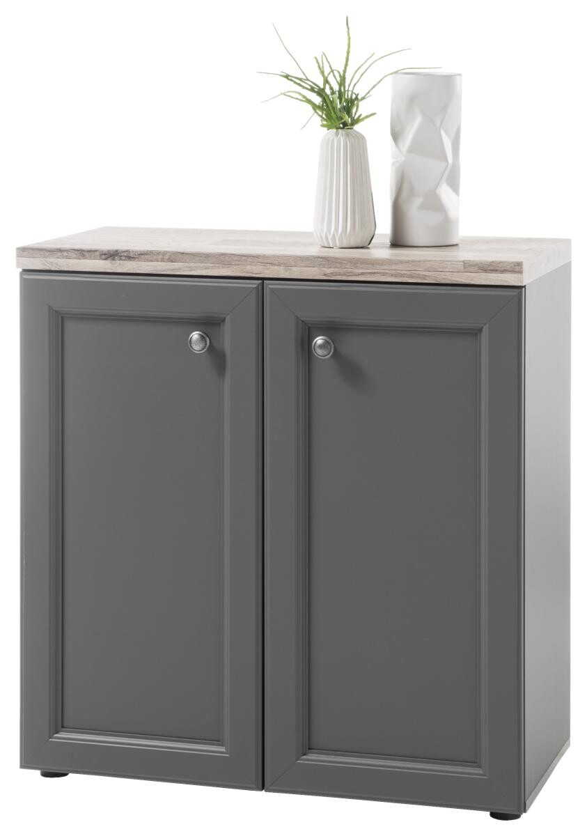 Kommode Toskana Timber Wood Nachbildung grau dunkel B/H/T: ca. 80x85x38 cm | grau | 80,00/85,00/38,00 cm
