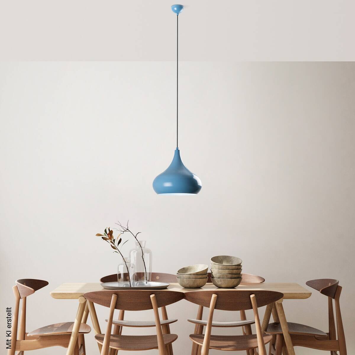 Opviq Pendelleuchte blau B/H/T: ca. 30x126x30 cm E27 1 Brennstellen