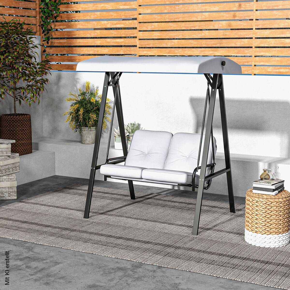 Outsunny Hollywoodschaukel grau Stahl B/H/L: ca. 116x172x145 cm