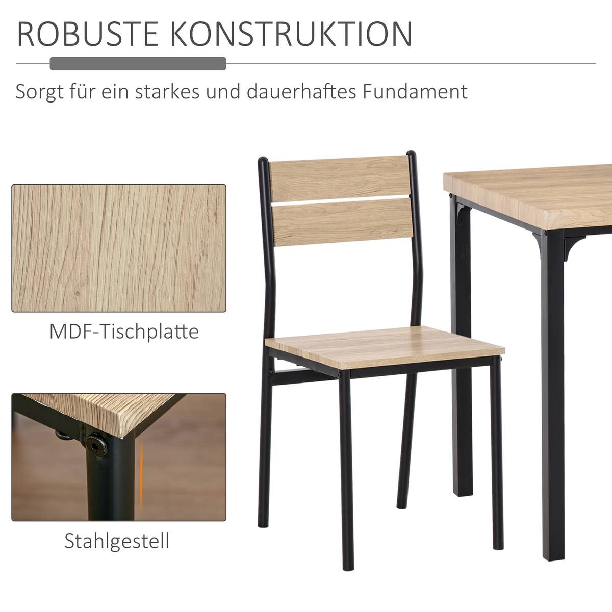 Essgruppe 835-090 natur schwarz B/H/T: ca. 70x76x70 cm