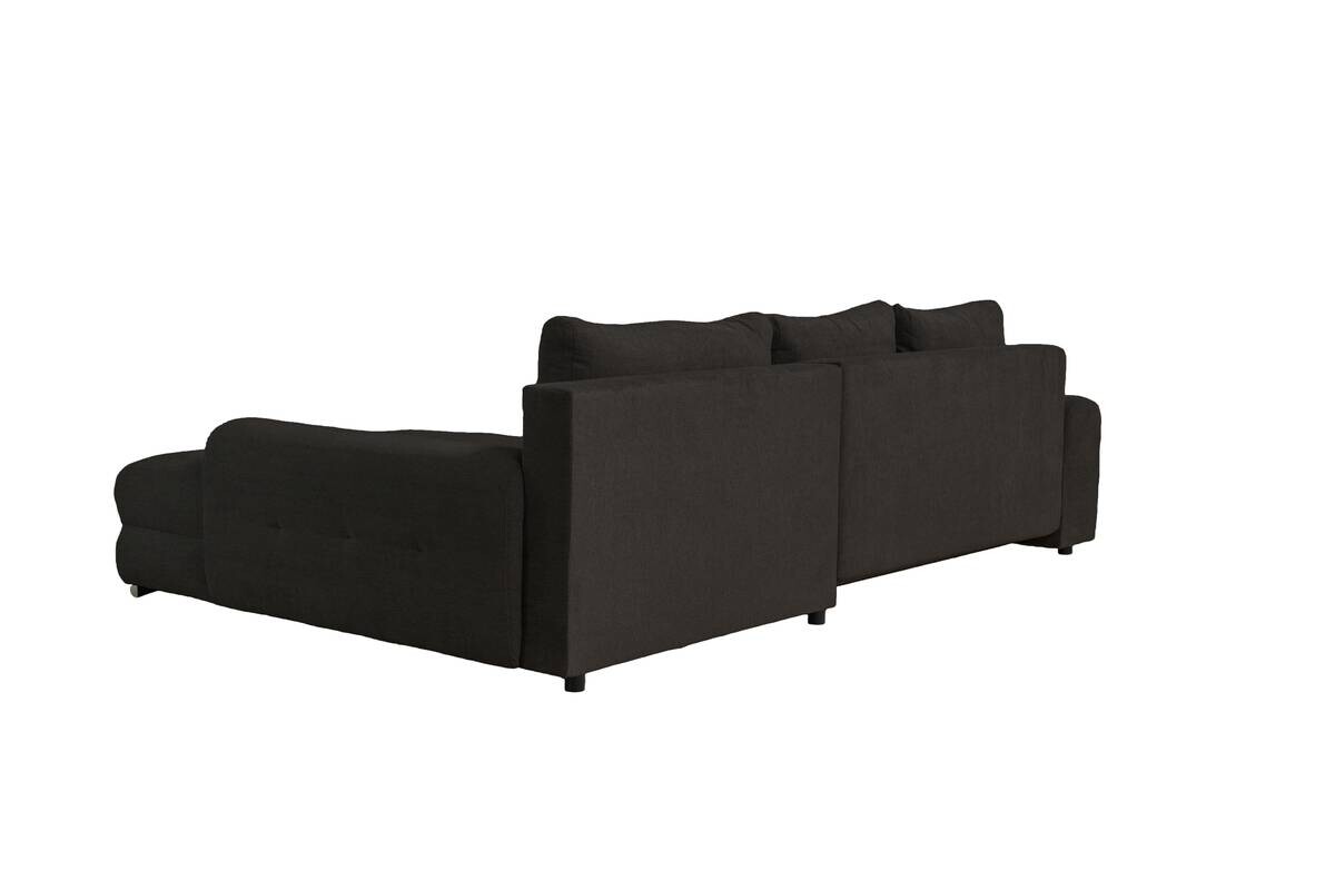 Ecksofa mit Bettfunktion und Bettkasten Lorenz schwarz Microfaser B/H/T: ca. 284x74x180 cm