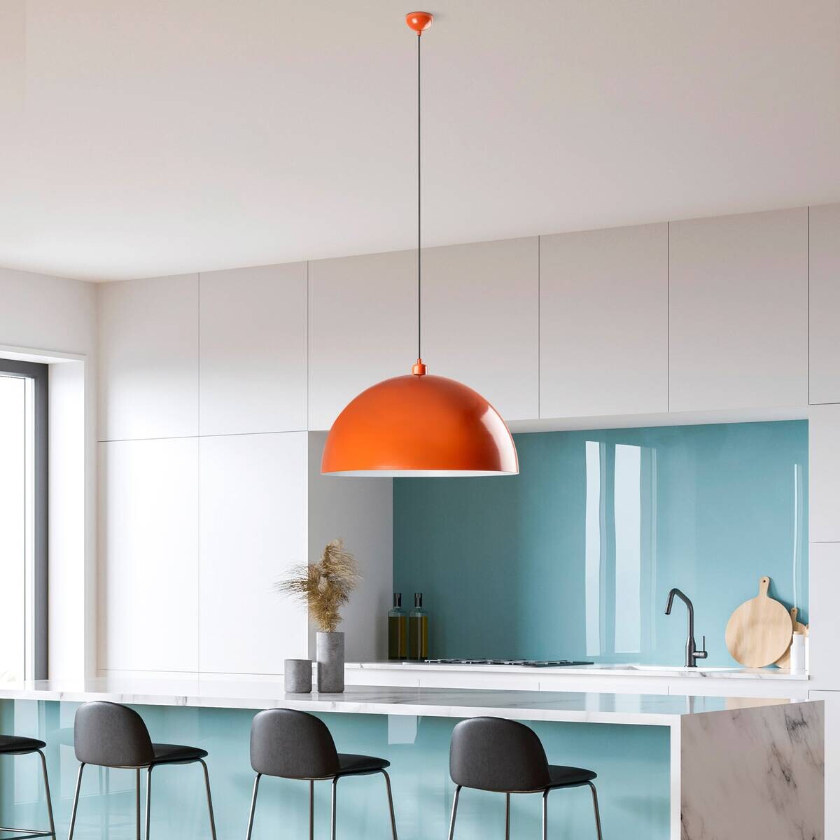 Opviq Pendelleuchte orange Metall B/H/T/L/D: ca. 60x135x60x60x60 cm E27 1 Brennstellen